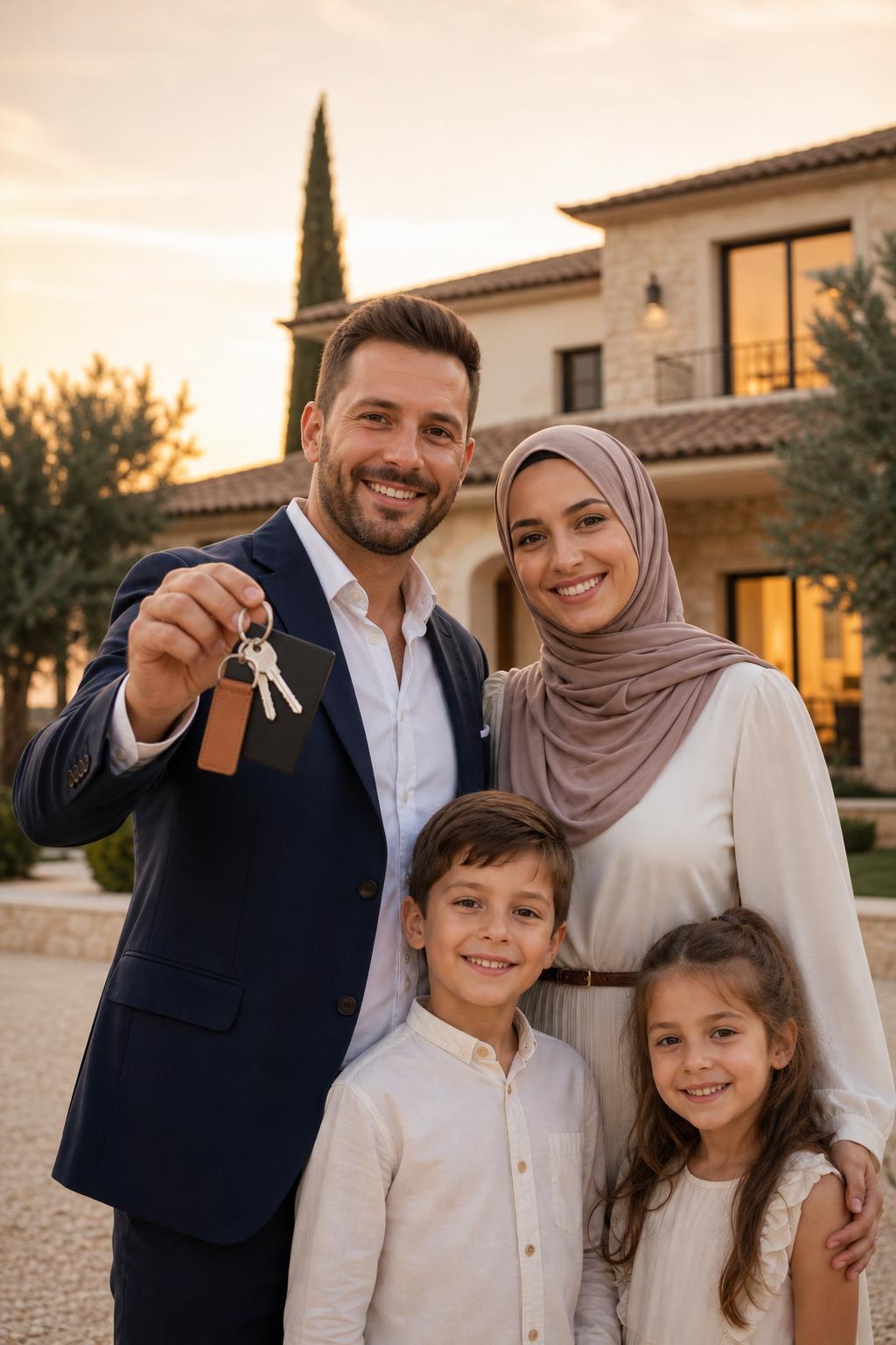 Family at their countryside estate