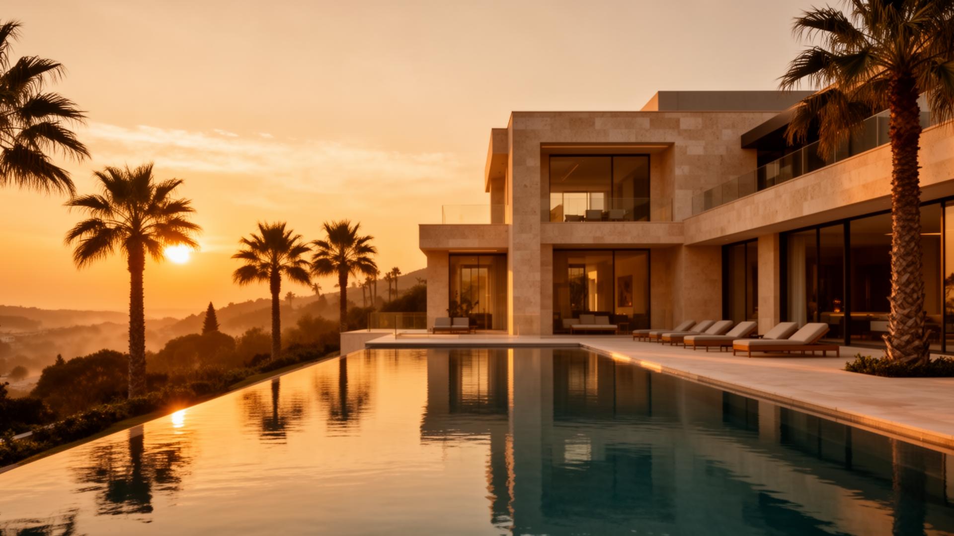 Luxury villa at sunset